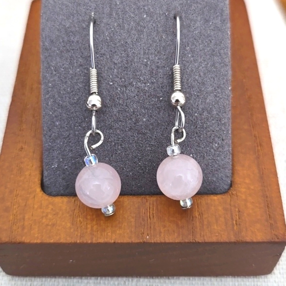 Pink Quartz Drop Earrings